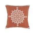 Lr Home LR Home PILLO07656ORGFFPL Casual Floral Mandala Medallion Square Throw Pillow with Tufted Border - 20 x 20 in. PILLO07656ORGFFPL